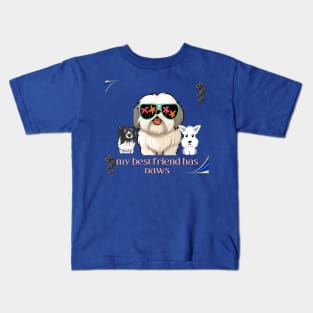 my best friend has paws t shirt Kids T-Shirt